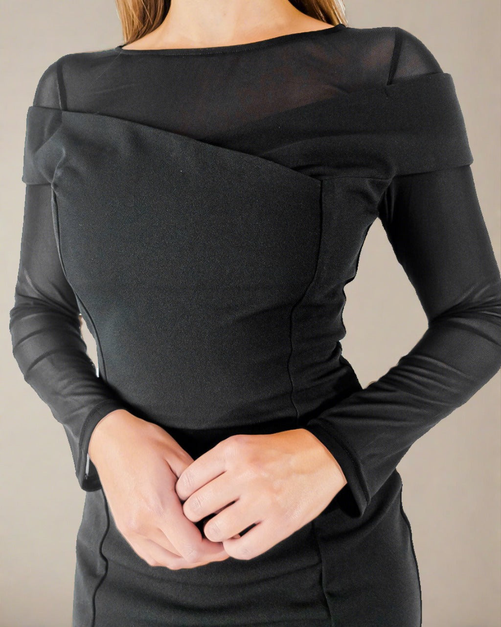 Kera Black Long Sleeve Bodycon Mini Dress