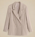 ADKN Mina Beige Cotton Oversized Summer Blazer