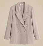 ADKN Mina Beige Cotton Oversized Summer Blazer