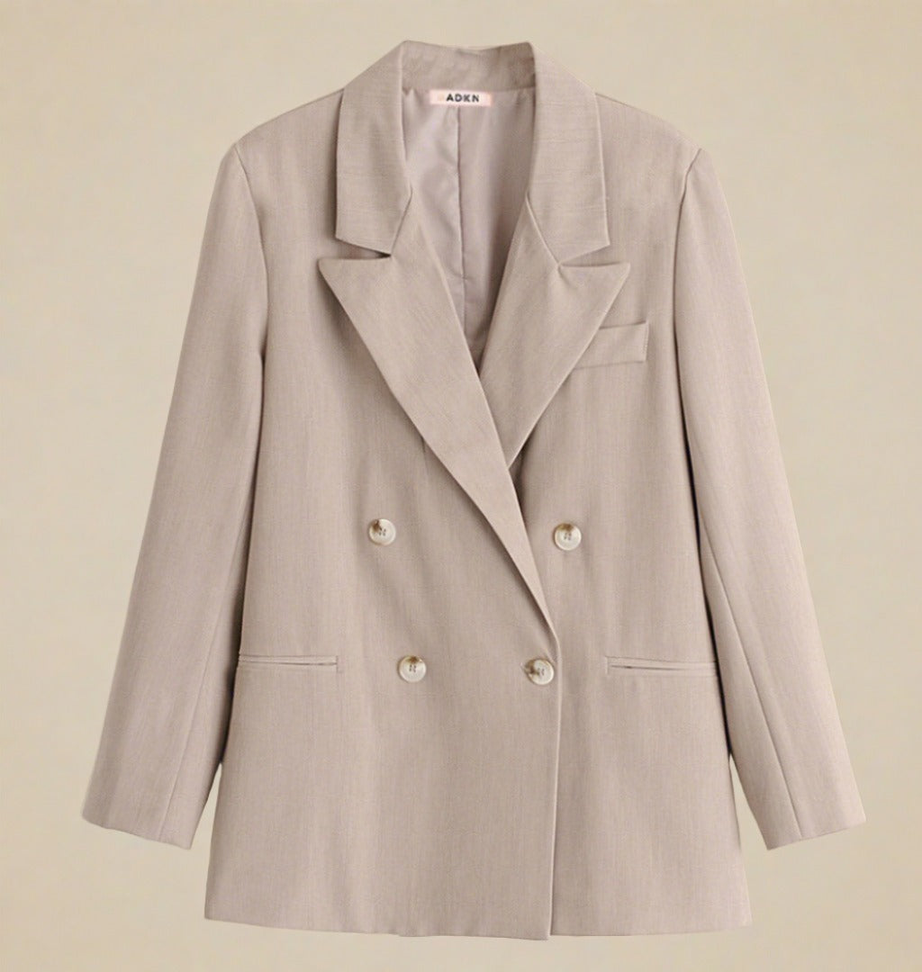 ADKN Mina Beige Cotton Oversized Summer Blazer