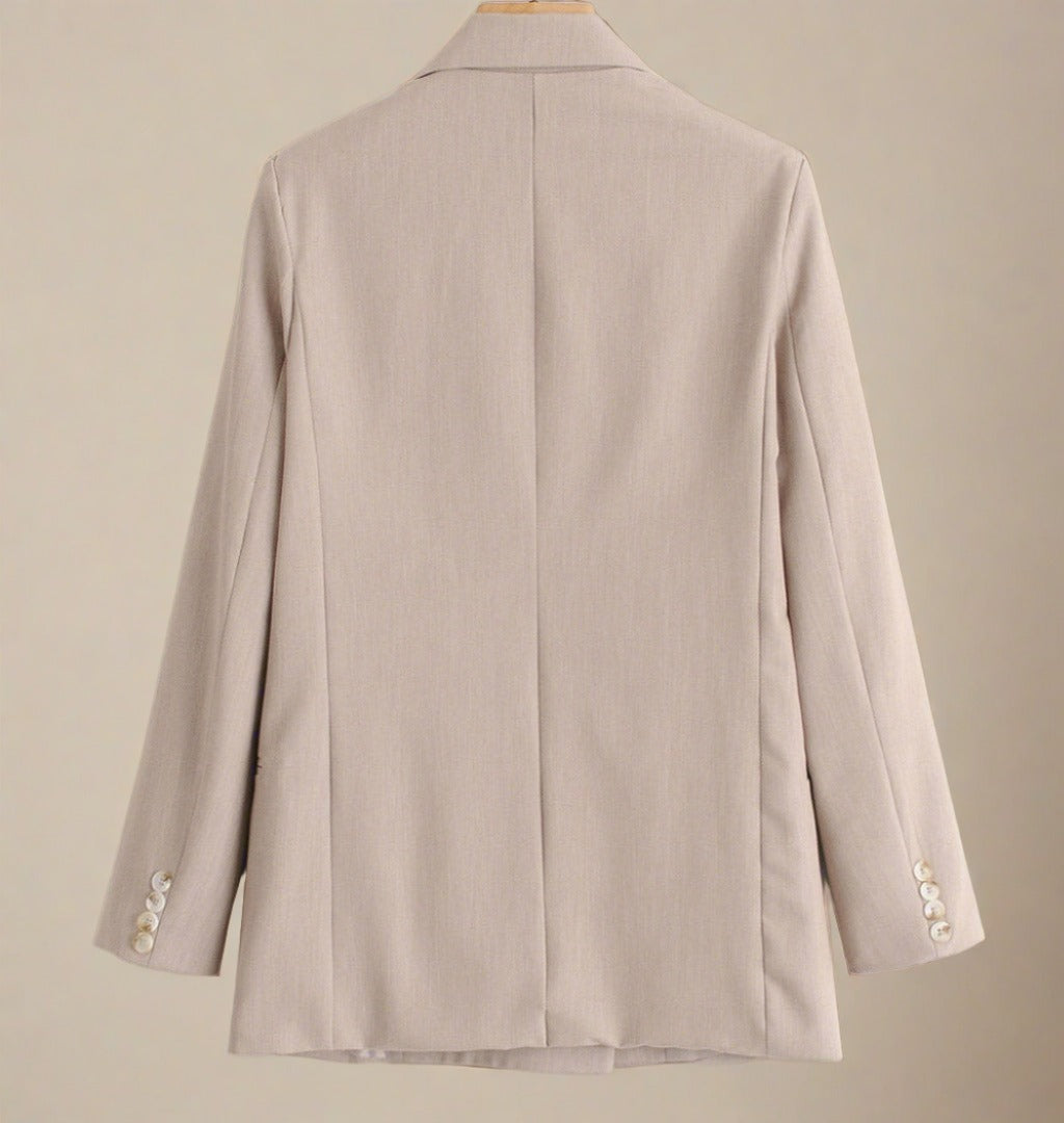 ADKN Mina Beige Cotton Oversized Summer Blazer