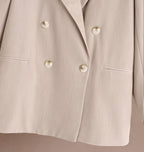 ADKN Mina Beige Cotton Oversized Summer Blazer