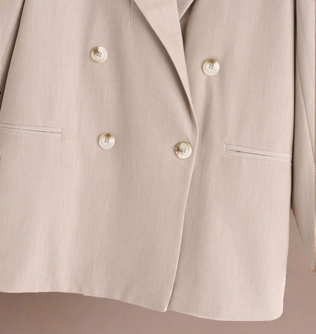 ADKN Mina Beige Cotton Oversized Summer Blazer