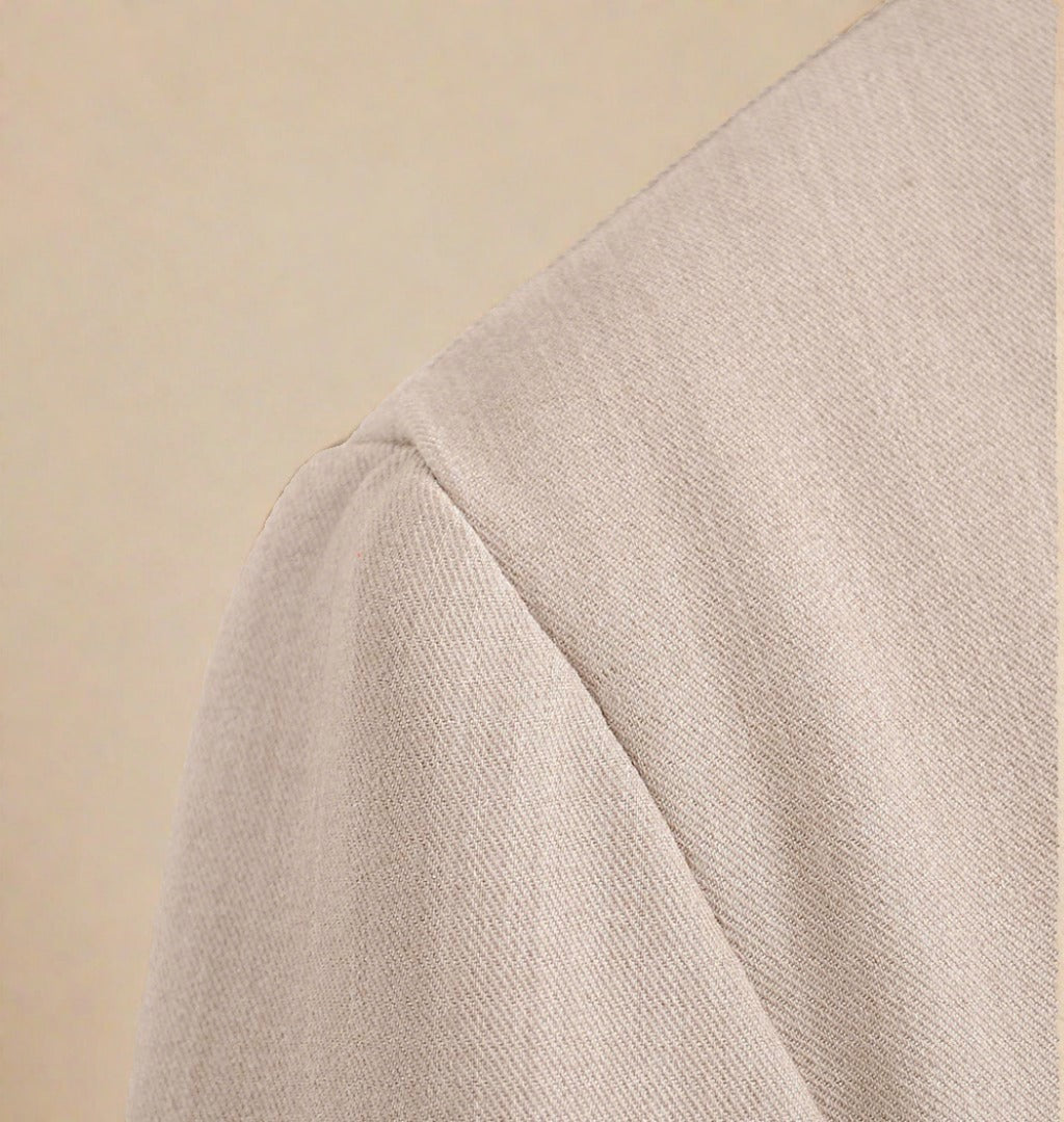 ADKN Mina Beige Cotton Oversized Summer Blazer