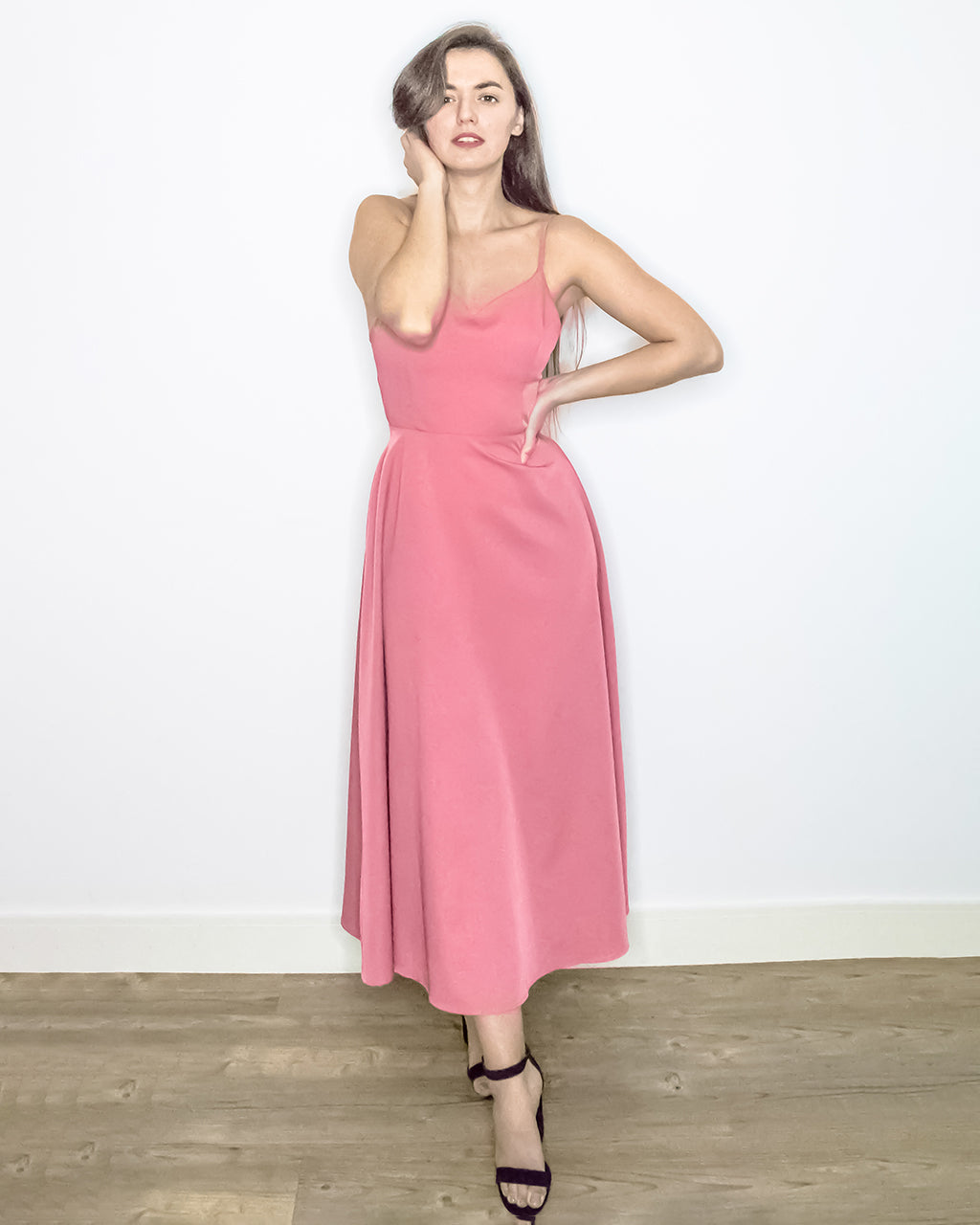 Jae Pink Backless Dress with Bow - Pink Midi Dress