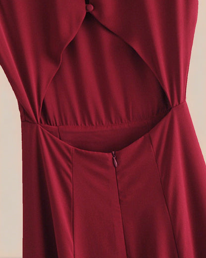 Adia Midi Red Dress with Thigh Slit