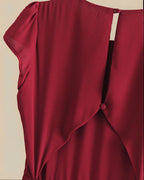 ADKN Adia Midi Red Dress with Thigh Slit