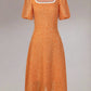 Cosette Dress - Burnt Orange Wedding Guest Dress with Puff Sleeves