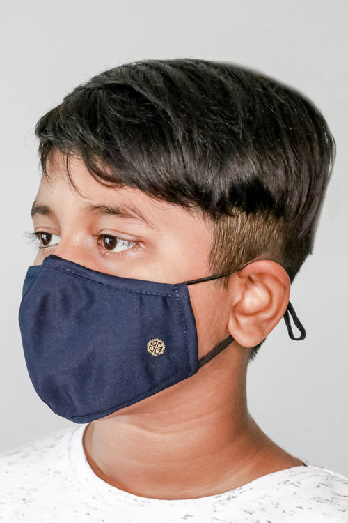 ADKN 4 Layer Reusable Face Mask for Kids with Filters Ocean Navy