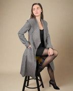 ADKN Baldo Grey Longline Fit and Flare Coat