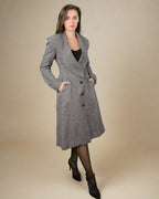 ADKN Baldo Grey Longline Fit and Flare Coat