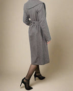 ADKN Baldo Grey Longline Fit and Flare Coat