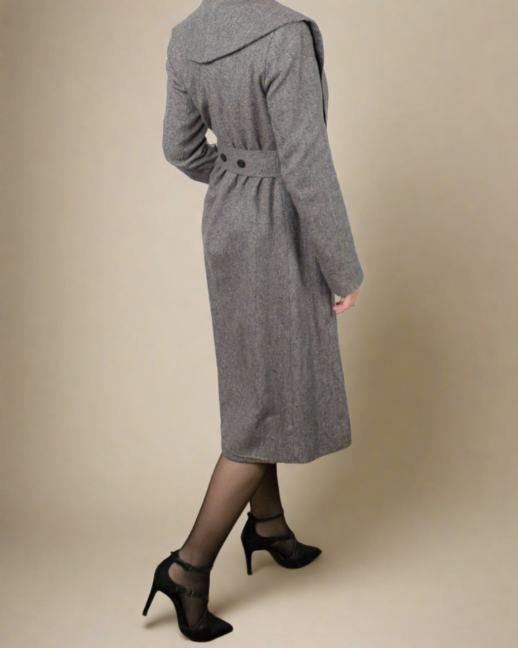 ADKN Baldo Grey Longline Fit and Flare Coat