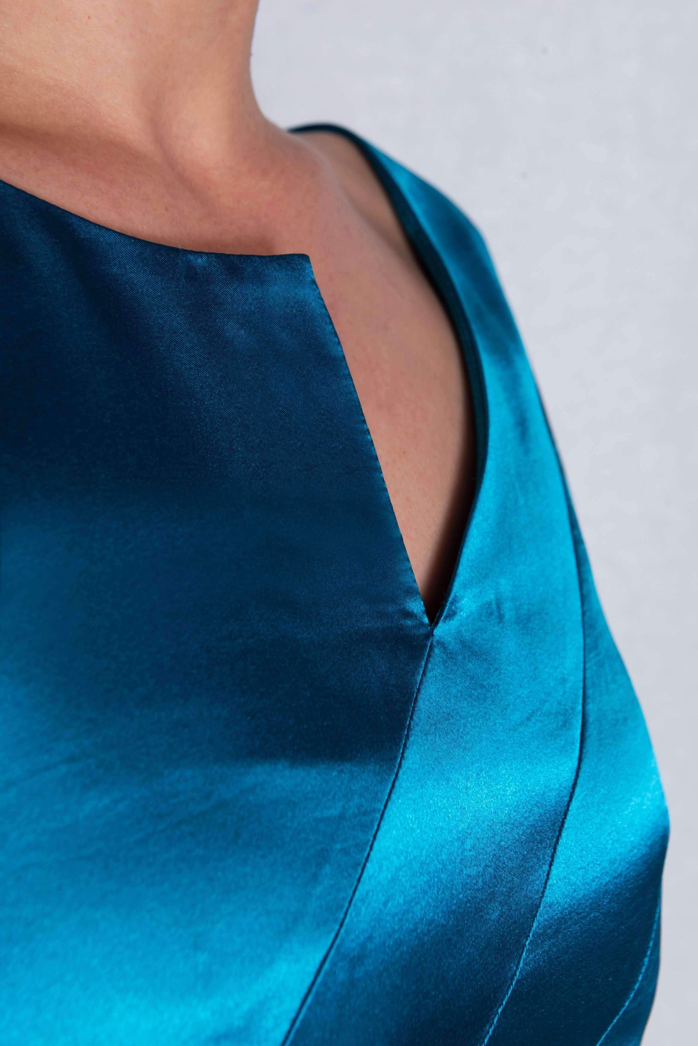 ADKN Eirene Blue Satin Crop Top