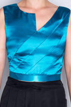 ADKN Eirene Blue Satin Crop Top 6 (Made to order - 5-7 working days)